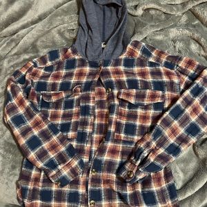 Woman’s S Hooded Flannel Blue